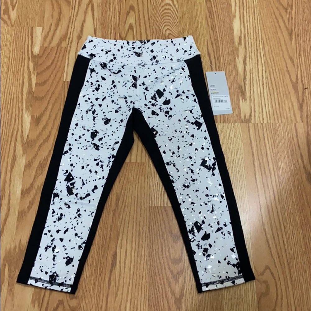Girls Z by Zella 7/8 leggings white confetti NWT